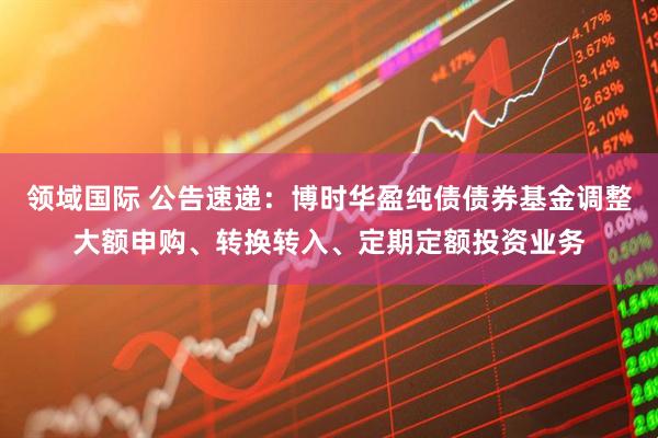 领域国际 公告速递：博时华盈纯债债券基金调整大额申购、转换转入、定期定额投资业务