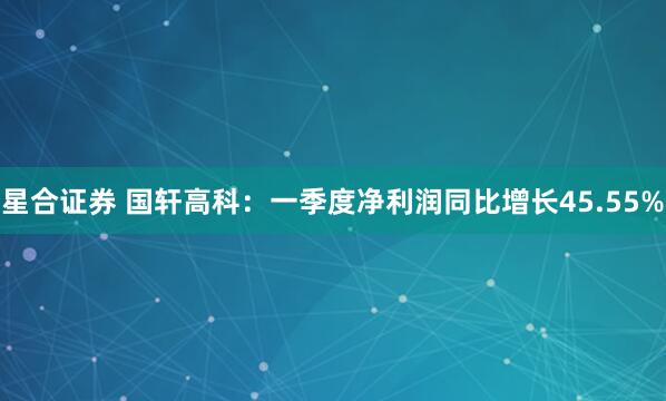 星合证券 国轩高科：一季度净利润同比增长45.55%